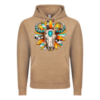 Vintage Coffee Western bull skull sunflower Vintage Hoodie - MaliasSmallBusiness