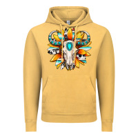 Vintage Mustard Western bull skull sunflower Vintage Hoodie - MaliasSmallBusiness