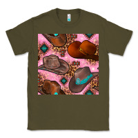 Army Green western cowboy hat seamless pattern Classic Tee - BundleAndBundleShop