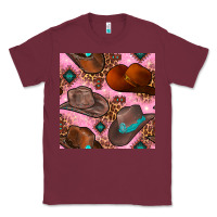 Burgundy western cowboy hat seamless pattern Classic Tee - BundleAndBundleShop