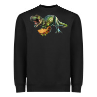 Black T-Rex dinosaur holding a taco Heavyweight Sweatshirt - RanaPortraitStore