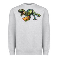 Heather Grey T-Rex dinosaur holding a taco Heavyweight Sweatshirt - RanaPortraitStore
