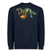 Navy T-Rex dinosaur holding a taco Heavyweight Sweatshirt - RanaPortraitStore