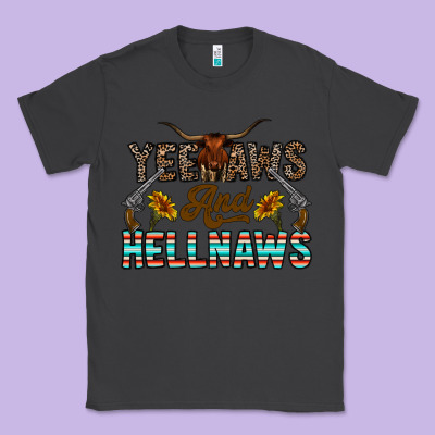 Yeehaws And Hellnaws Classic Tee Designed By Cowhidedigitalart