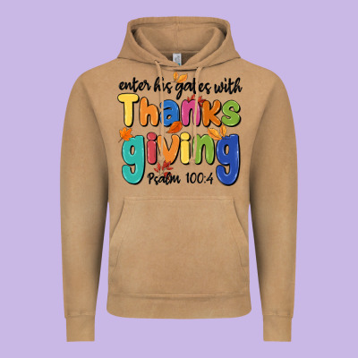 Vintage Hoodie enter his gates with thanksgiving psalm 100 4