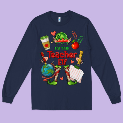 Im The Teacher Elf Long Sleeve Tee Designed By Fadigitalartstudio