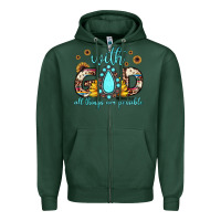 Sports Green with god all things are possible matthew 19 26 Zipper Hoodie - JahusDesignShop