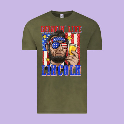 Vintage Tee drinking like lincoln