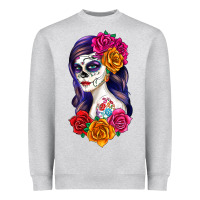 Heather Grey sugar skull girl Heavyweight Sweatshirt - RanaPortraitStore