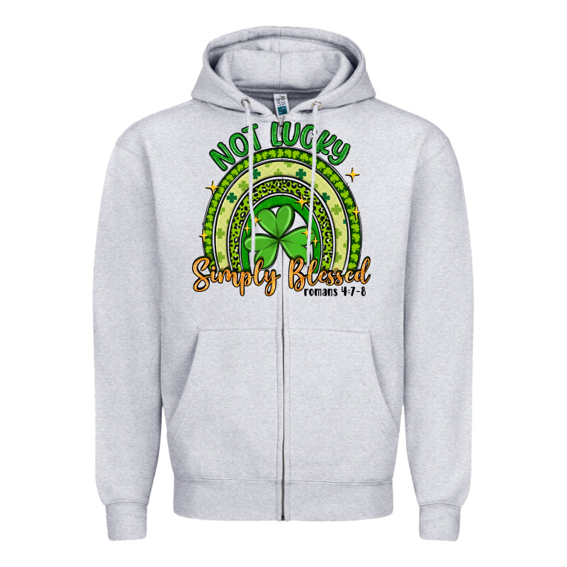 Not Lucky Simply Blessed Rainbow Zipper Hoodie by Artiststas | Teevron