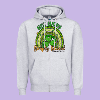 Not Lucky Simply Blessed Rainbow Zipper Hoodie Designed By Artiststas