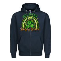 Navy not lucky simply blessed rainbow Zipper Hoodie - Artiststas