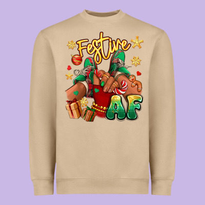 Heavyweight Sweatshirt festive af christmas black girl children sneakers