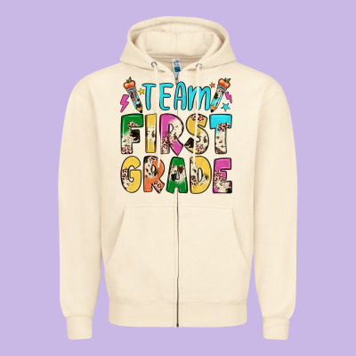 Team First Grade Zipper Hoodie Designed By Jahusdesignshop
