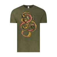 Vintage Olive green and yellow dragon Vintage Tee - RanaPortraitStore