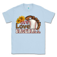 Dusty Blue live love baseball Classic Tee - HRA Design Shop