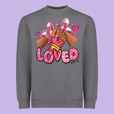 Heavyweight Sweatshirt loved valentine's day afro girl sneakers
