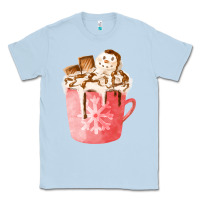 Dusty Blue hotcocoa with snowman  fa element Classic Tee - FaDigitalArtStudio