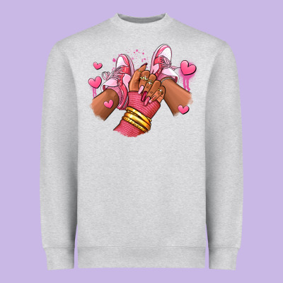 Heavyweight Sweatshirt valentines day afro girl sneakers
