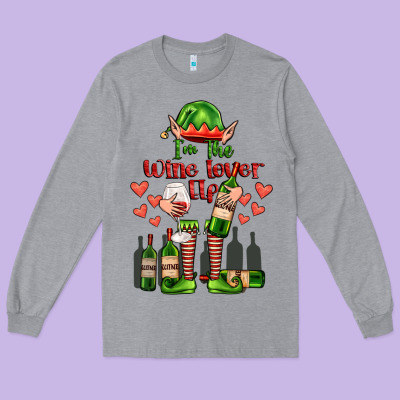 Im The Wine Lover Elf Long Sleeve Tee Designed By Fadigitalartstudio