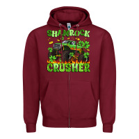 Burgundy shamrock crusher Zipper Hoodie - Artiststas