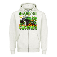 Oatmeal Heather shamrock crusher Zipper Hoodie - Artiststas