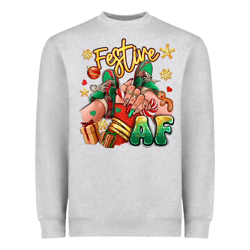 Festive Af Christmas Caucasian Girl Sneakers Heavyweight Sweatshirt by RanaPortraitStore | Teevron