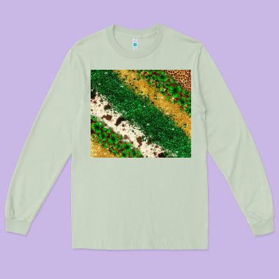 St. Patrick's Day Leopard Cowhide Glitter Tumbler Long Sleeve Tee Designed By Neo Western