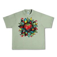 Oil Green berry sunflower Urban Heavy Tee - texasbilliewilder