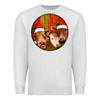 Oatmeal Heather Christmas Cow, Premium Sweatshirt - Jasminsmagicworld