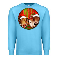 Ocean Blue Christmas Cow, Premium Sweatshirt - Jasminsmagicworld