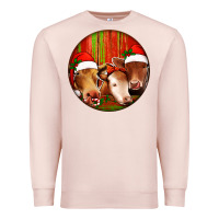 Pale Pink Christmas Cow, Premium Sweatshirt - Jasminsmagicworld