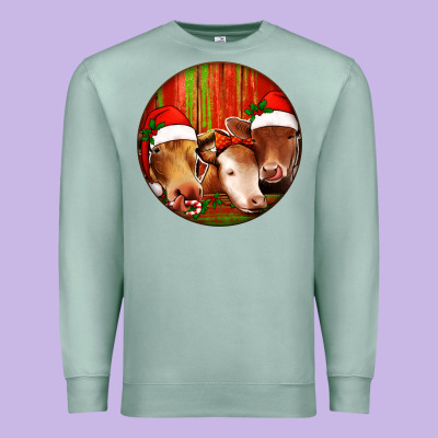 Christmas Cow, Premium Sweatshirt Designed By Jasminsmagicworld