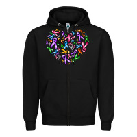 Black cancer ribbon heart Zipper Hoodie - AdoDesignShop