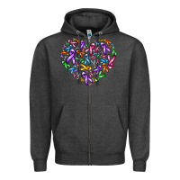 Charcoal Heather cancer ribbon heart Zipper Hoodie - AdoDesignShop