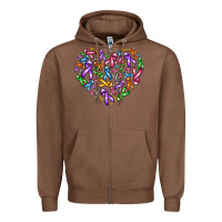 Chestnut cancer ribbon heart Zipper Hoodie - AdoDesignShop
