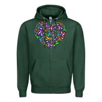 Sports Green cancer ribbon heart Zipper Hoodie - AdoDesignShop