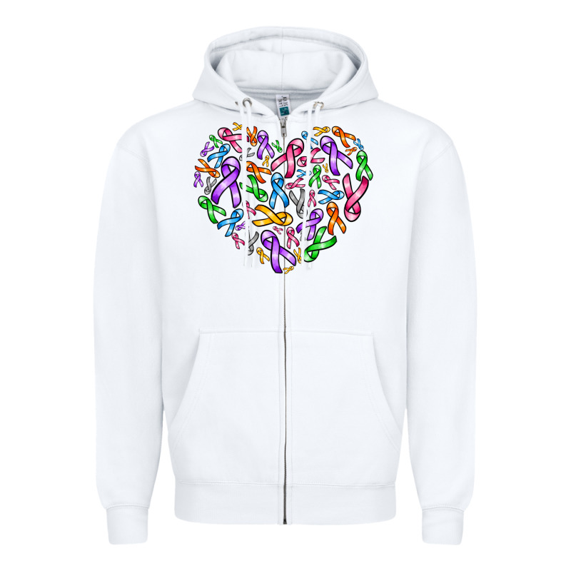 Cancer Ribbon Heart Zipper Hoodie by AdoDesignShop | Teevron
