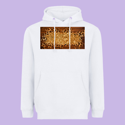 Wooden Leopard Glitter  License Plate Template Heavyweight Hoodie Designed By Barkaloodesign