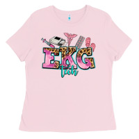 Bubblegum Pink ekg tech Ladies Tee - AdoDesignShop