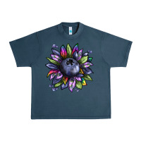Midnight Navy blueberry sunflower Urban Heavy Tee - texasbilliewilder