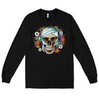 Black Halloween Skeleton Long Sleeve Tee - CowhideDigitalArt