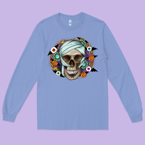 Halloween Skeleton Long Sleeve Tee Designed By Cowhidedigitalart