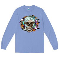 Colony Blue Halloween Skeleton Long Sleeve Tee - CowhideDigitalArt