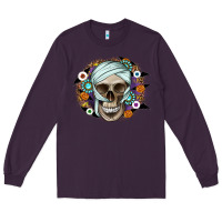 Plum Halloween Skeleton Long Sleeve Tee - CowhideDigitalArt