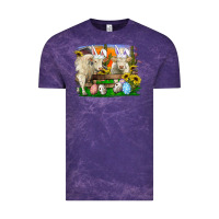 Cloud Purple easter farm cows bunny ears and eggs Vintage Tee - RanaPortraitStore