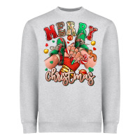 Heather Grey Merry Christmas Caucasian girl sneakers Heavyweight Sweatshirt - RanaPortraitStore