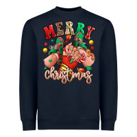 Navy Merry Christmas Caucasian girl sneakers Heavyweight Sweatshirt - RanaPortraitStore