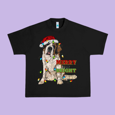 Merry And Bright Saint Bernard Urban Heavy Tee Designed By Ranaportraitstore