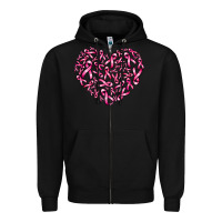 Black breast cancer ribbon heart Zipper Hoodie - AdoDesignShop